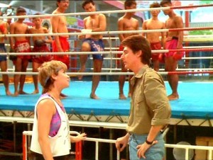 With Cynthia Rothrock in "No Retreat, No Surrender 2" (1987)