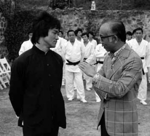 Bruce Lee and Raymond Chow on the set of "Enter the Dragon"