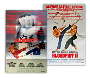 The original posters for "Bloodfist I & II," the two films that launched Wilson's film career.