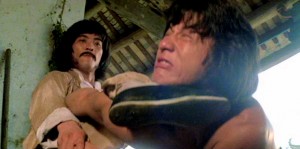 Hwang Jang Lee getting the best of Jackie Chan in "Drunken Master."